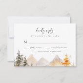 Rustic Fall Mountain Pine Forest Wedding RSVP Karte (Vorderseite)