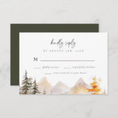 Rustic Fall Mountain Pine Forest Wedding RSVP Karte (Vorne/Hinten)