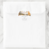 Rustic Fall Mountain Pine Forest Wedding Runder Aufkleber (Tasche)