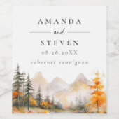 Rustic Fall Mountain Pine Forest Wedding Weinetikett (Einzelnes Label)