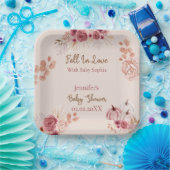 Rustic Fall Pink Pumpkin Fall In Love Baby Shower Pappteller (Party)