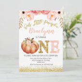 Rustic Fall Pumpkin 1. Geburtstag Einladung (Stehend Vorderseite)