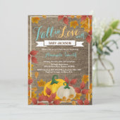 Rustic Fall Pumpkin Aqua Baby Dusche Einladung (Stehend Vorderseite)