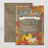 Rustic Fall Pumpkin Aqua Baby Dusche Einladung (Vorne/Hinten)
