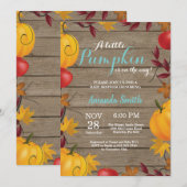 Rustic Fall Pumpkin Aqua Baby Dusche Einladung (Vorne/Hinten)