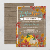 Rustic Fall Pumpkin Aqua Baby Dusche Einladung (Vorne/Hinten)