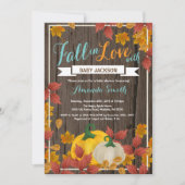 Rustic Fall Pumpkin Aqua Baby Dusche Einladung (Vorderseite)