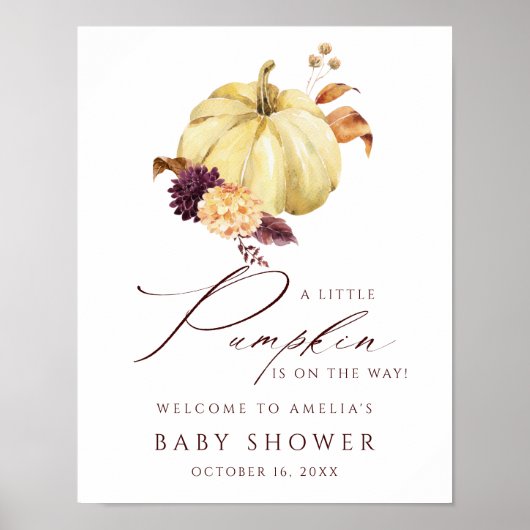 Rustic Fall Pumpkin Baby Dusche Begrüßungszeichen Poster (Vorne)