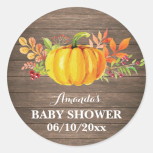 Rustic Fall Pumpkin Baby Dusche Danke Runder Aufkleber