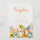 Rustic Fall Pumpkin Baby Dusche ein wenig Pumpkin Einladung (Vorne/Hinten)