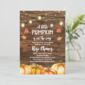 Rustic Fall Pumpkin Baby Dusche Einladung (Stehend Vorderseite)
