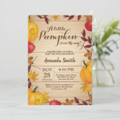 Rustic Fall Pumpkin Baby Dusche Einladung (Stehend Vorderseite)
