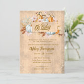 Rustic Fall Pumpkin Baby Dusche Einladung (Stehend Vorderseite)