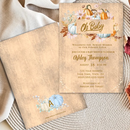 Rustic Fall Pumpkin Baby Dusche Einladung