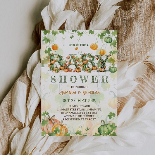Rustic Fall Pumpkin Baby Dusche Einladung