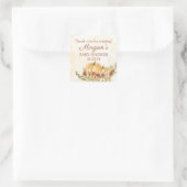 Rustic Fall Pumpkin Baby Dusche Gefallen Quadratischer Aufkleber (Tasche)