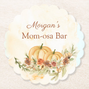 Rustic Fall Pumpkin Baby Dusche Mama-mosa Papier C Untersetzer