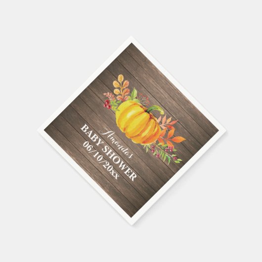 Rustic Fall Pumpkin Baby Dusche Napkin Serviette (Ecke)