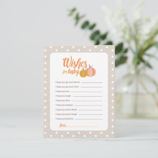 Rustic Fall Pumpkin Baby Duschkarte Einladung (Stehend Vorderseite)