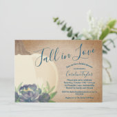 Rustic Fall Pumpkin Blue Floral Brautparty Einladung (Stehend Vorderseite)