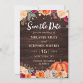 Rustic Fall Pumpkin Blütenhochzeit retten das Datu Save The Date (Vorderseite)