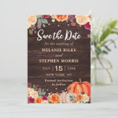 Rustic Fall Pumpkin Blütenhochzeit retten das Datu Save The Date (Stehend Vorderseite)