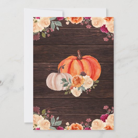 Rustic Fall Pumpkin Blütenhochzeit retten das Datu Save The Date (Rückseite)