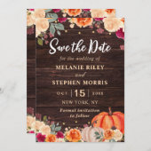 Rustic Fall Pumpkin Blütenhochzeit retten das Datu Save The Date (Vorne/Hinten)
