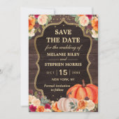 Rustic Fall Pumpkin Blütenhochzeit retten das Datu Save The Date (Vorderseite)