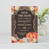 Rustic Fall Pumpkin Blütenhochzeit retten das Datu Save The Date (Stehend Vorderseite)