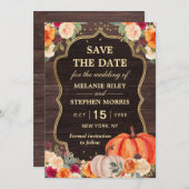 Rustic Fall Pumpkin Blütenhochzeit retten das Datu Save The Date (Vorne/Hinten)