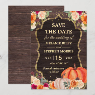 Rustic Fall Pumpkin Blütenhochzeit retten das Datu Save The Date