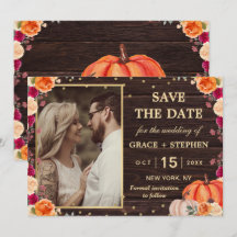 Rustic Fall Pumpkin Blütenhochzeit retten das Datu