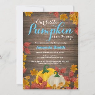 Rustic Fall Pumpkin Boy Baby Dusche Einladung