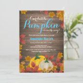 Rustic Fall Pumpkin Boy Baby Dusche Einladung (Stehend Vorderseite)