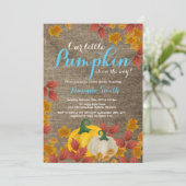 Rustic Fall Pumpkin Boy Baby Dusche Einladung (Stehend Vorderseite)