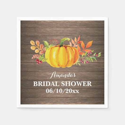 Rustic Fall Pumpkin Brautparty Napkin Serviette (Vorderseite)