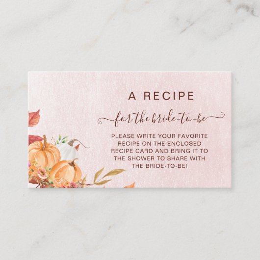 Rustic Fall Pumpkin Bridal Rezept Begleitkarte (Vorderseite)