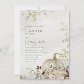 Rustic Fall Pumpkin Floral Wedding Foto Einladung (Vorderseite)