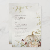 Rustic Fall Pumpkin Floral Wedding Foto Einladung (Vorne/Hinten)