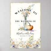 Rustic Fall Pumpkin Floral Wildblumen Hochzeit Poster (Vorne)