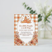Rustic Fall Pumpkin Fox Baby Shower Invitation Postkarte (Stehend Vorderseite)