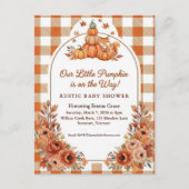 Rustic Fall Pumpkin Fox Baby Shower Invitation Postkarte (Vorderseite)