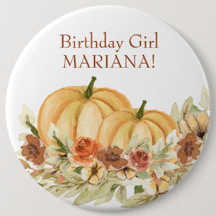 Rustic Fall Pumpkin Geburtstagsparty Button