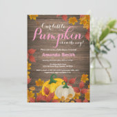 Rustic Fall Pumpkin Girl Baby Dusche Einladung (Stehend Vorderseite)