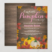 Rustic Fall Pumpkin Girl Baby Dusche Einladung (Vorne/Hinten)