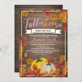 Rustic Fall Pumpkin Girl Baby Dusche Einladung (Vorne/Hinten)