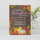 Rustic Fall Pumpkin Girl Baby Dusche Einladung (Stehend Vorderseite)