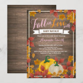 Rustic Fall Pumpkin Girl Baby Dusche Einladung (Vorne/Hinten)