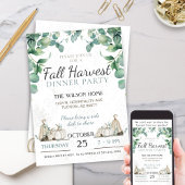 Rustic Fall Pumpkin Grüne Abendessen Party Einladung